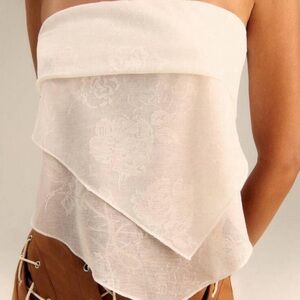 Never Worn / NWT / New With Tags White Layered Hanky Bandeau Top White / 4(S)